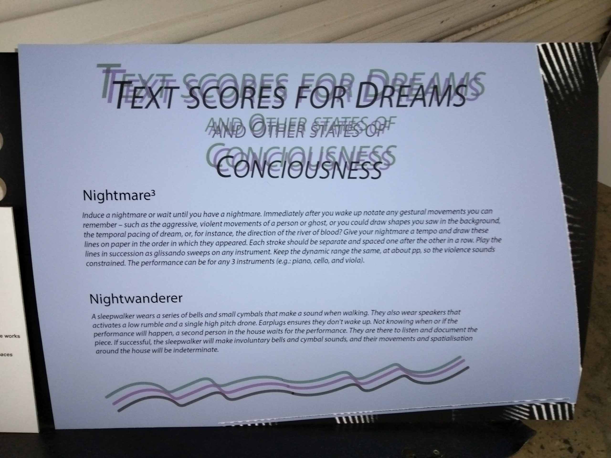 Text score for dreams and other states